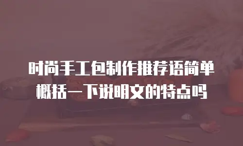 时尚手工包制作推荐语简单概括一下说明文的特点吗