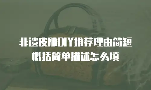 非遗皮雕DIY推荐理由简短概括简单描述怎么填