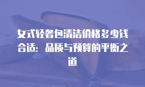 女式轻奢包清洁价格多少钱合适：品质与预算的平衡之道