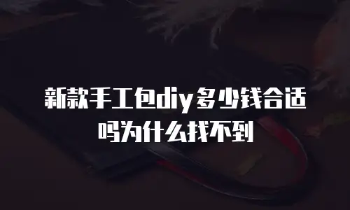 新款手工包diy多少钱合适吗为什么找不到