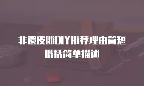 非遗皮雕DIY推荐理由简短概括简单描述