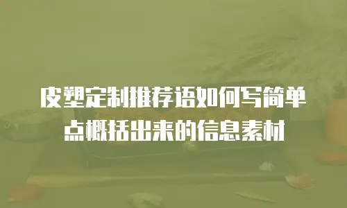 皮塑定制推荐语如何写简单点概括出来的信息素材