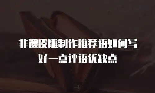 非遗皮雕制作推荐语如何写好一点评语优缺点