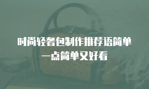 时尚轻奢包制作推荐语简单一点简单又好看
