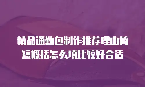 精品通勤包制作推荐理由简短概括怎么填比较好合适