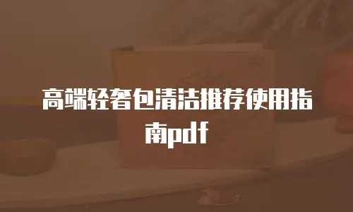 高端轻奢包清洁推荐使用指南pdf