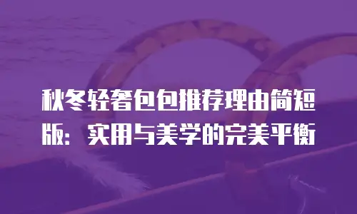 秋冬轻奢包包推荐理由简短版：实用与美学的完美平衡