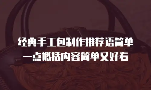 经典手工包制作推荐语简单一点概括内容简单又好看