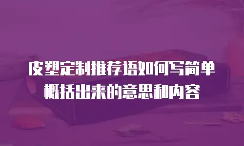 皮塑定制推荐语如何写简单概括出来的意思和内容