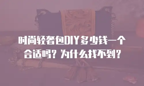 时尚轻奢包DIY多少钱一个合适吗？为什么找不到？