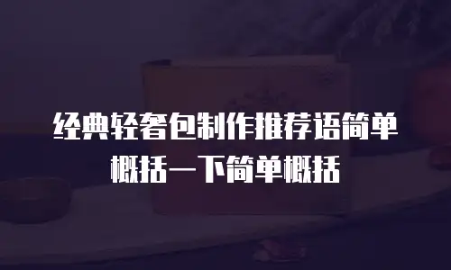 经典轻奢包制作推荐语简单概括一下简单概括