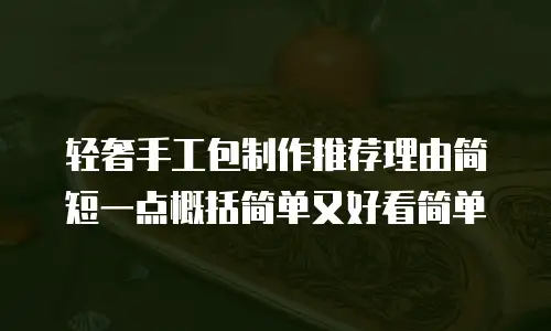 轻奢手工包制作推荐理由简短一点概括简单又好看简单