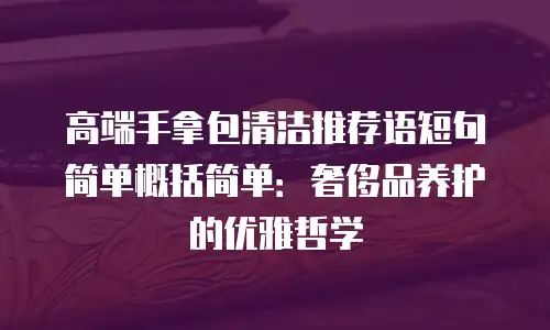 高端手拿包清洁推荐语短句简单概括简单：奢侈品养护的优雅哲学