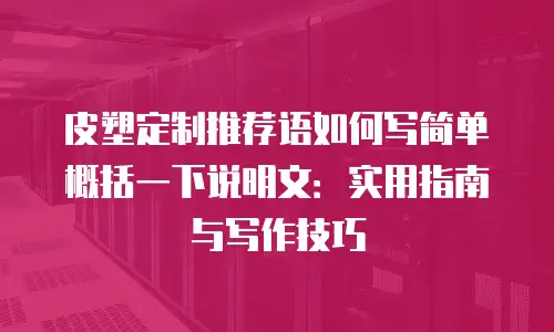 皮塑定制推荐语如何写简单概括一下说明文：实用指南与写作技巧