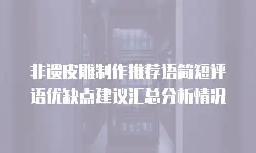 非遗皮雕制作推荐语简短评语优缺点建议汇总分析情况