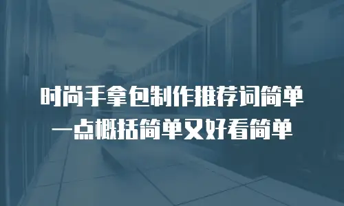 时尚手拿包制作推荐词简单一点概括简单又好看简单