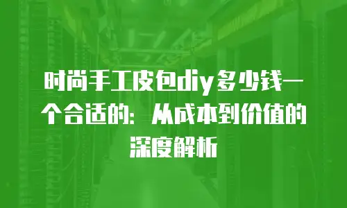 时尚手工皮包diy多少钱一个合适的：从成本到价值的深度解析