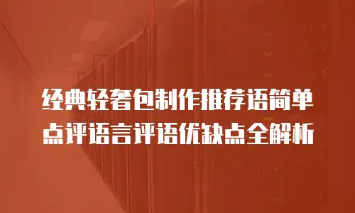 经典轻奢包制作推荐语简单点评语言评语优缺点全解析
