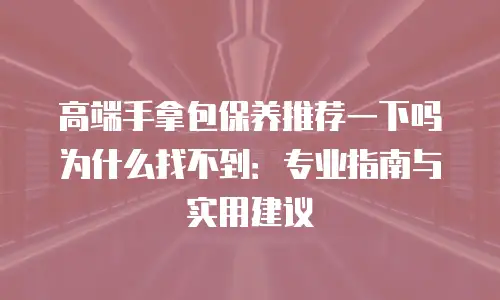 高端手拿包保养推荐一下吗为什么找不到：专业指南与实用建议