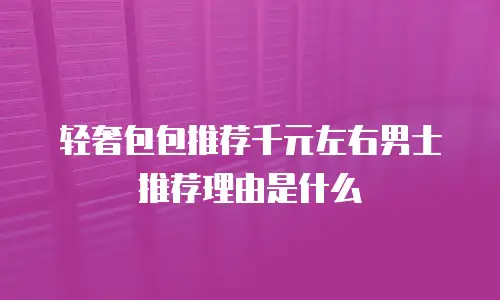 轻奢包包推荐千元左右男士推荐理由是什么