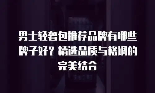 男士轻奢包推荐品牌有哪些牌子好？精选品质与格调的完美结合