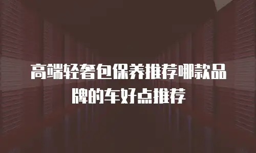 高端轻奢包保养推荐哪款品牌的车好点推荐