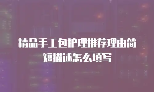精品手工包护理推荐理由简短描述怎么填写