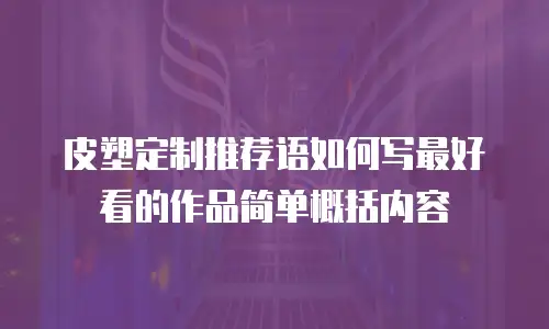 皮塑定制推荐语如何写最好看的作品简单概括内容
