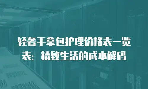轻奢手拿包护理价格表一览表：精致生活的成本解码