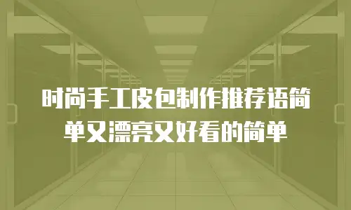 时尚手工皮包制作推荐语简单又漂亮又好看的简单