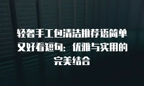 轻奢手工包清洁推荐语简单又好看短句：优雅与实用的完美结合