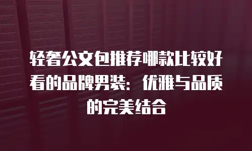 轻奢公文包推荐哪款比较好看的品牌男装：优雅与品质的完美结合
