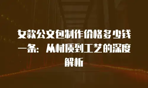 女款公文包制作价格多少钱一条：从材质到工艺的深度解析