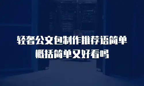 轻奢公文包制作推荐语简单概括简单又好看吗