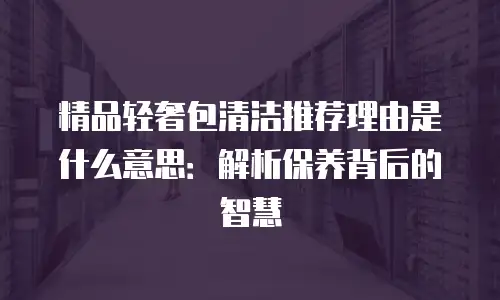 精品轻奢包清洁推荐理由是什么意思：解析保养背后的智慧