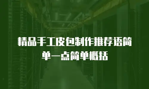 精品手工皮包制作推荐语简单一点简单概括
