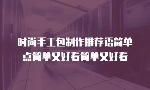 时尚手工包制作推荐语简单点简单又好看简单又好看