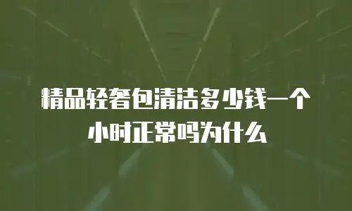 精品轻奢包清洁多少钱一个小时正常吗为什么