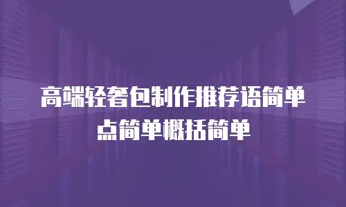 高端轻奢包制作推荐语简单点简单概括简单