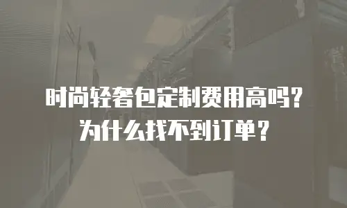 时尚轻奢包定制费用高吗？为什么找不到订单？