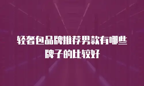轻奢包品牌推荐男款有哪些牌子的比较好