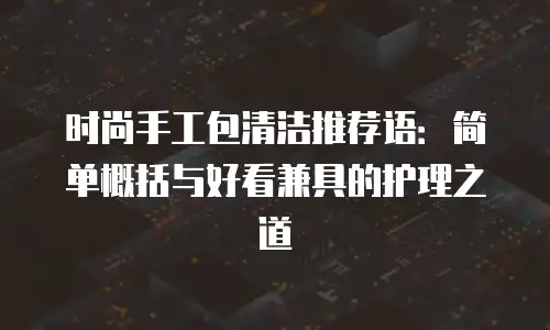 时尚手工包清洁推荐语：简单概括与好看兼具的护理之道