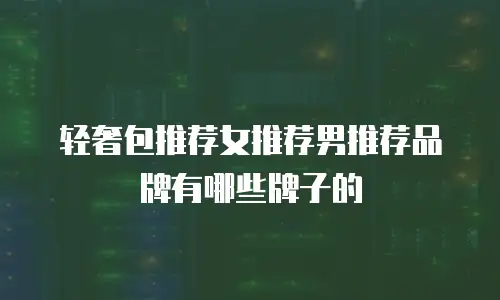 轻奢包推荐女推荐男推荐品牌有哪些牌子的