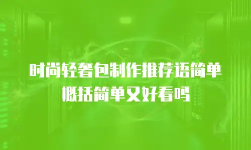 时尚轻奢包制作推荐语简单概括简单又好看吗