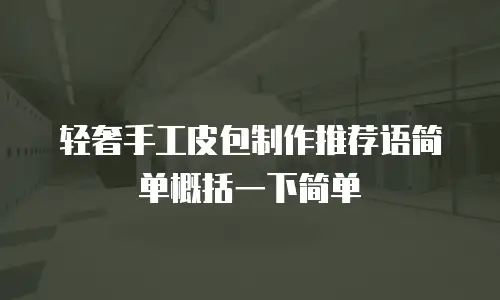 轻奢手工皮包制作推荐语简单概括一下简单