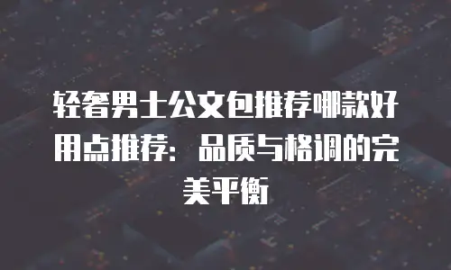 轻奢男士公文包推荐哪款好用点推荐：品质与格调的完美平衡