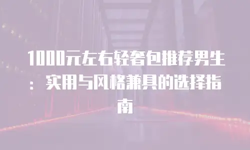 1000元左右轻奢包推荐男生：实用与风格兼具的选择指南