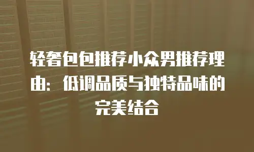 轻奢包包推荐小众男推荐理由：低调品质与独特品味的完美结合