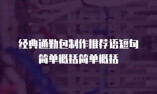 经典通勤包制作推荐语短句简单概括简单概括