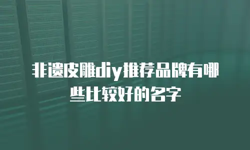非遗皮雕diy推荐品牌有哪些比较好的名字